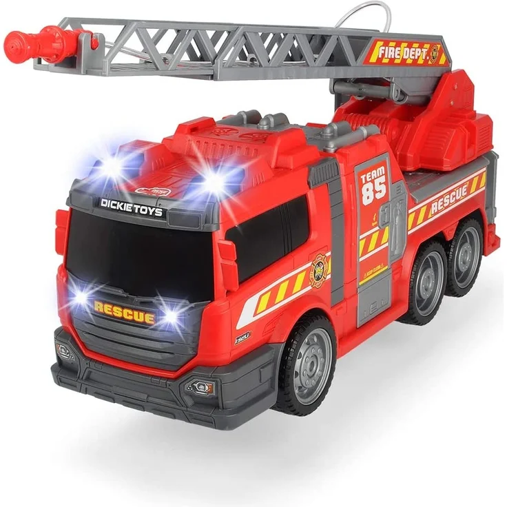 Dickie Toys Fire Fighter, Feuerwehrauto, Spielzeugauto, Feuerwehr, mit Wasserspritzfunktion, Leiter, Seitenpanel zum Öffnen, Licht & Sound, inkl. Batterien, 36 cm groß, ab 3 Jahren - Preisvergleich – Bild 1