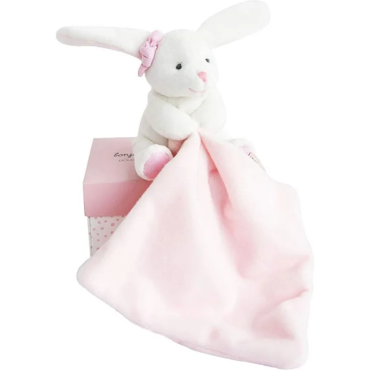 DOUDOU 23337 Hase mit Schmusetuch,rosa 10cm
