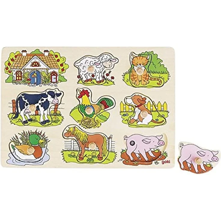 Goki 57895 - Steckpuzzle - Tierstimmen Bauernhof