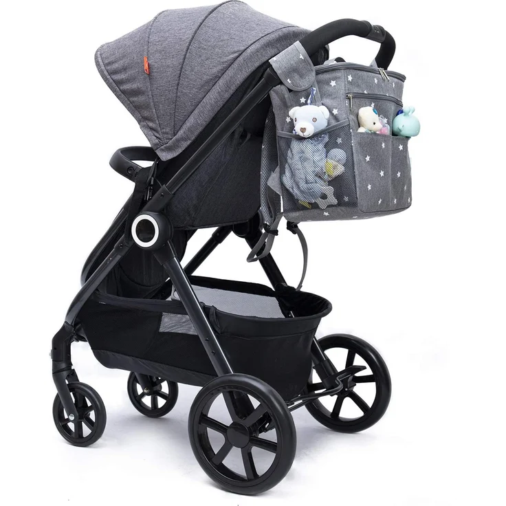 Orzbow XL Buggy Organizer Taschen,22 L Großer Kinderwagen Windel Organizer mit Getränkehaltern, Schulterriemen,2 Haken und Tragbare Wickelunterlage für Unterwegs Handtasche & Schultertaschen (Grau) – Bild 8