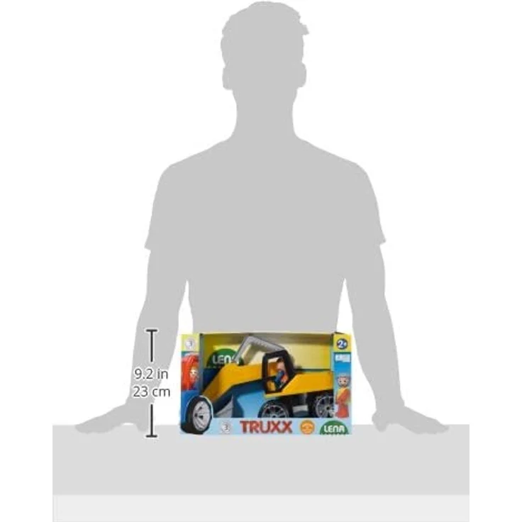 Lena 4411 Truxx Bagger, Baustellenfahrzeug ca. 44 cm, robuster Schaufelbagger mit beweglichem Baggerarm und vollbeweglicher Spielfigur, Sandbagger für Kinder ab 2 Jahre, Spielfahrzeug in gelb – Bild 10