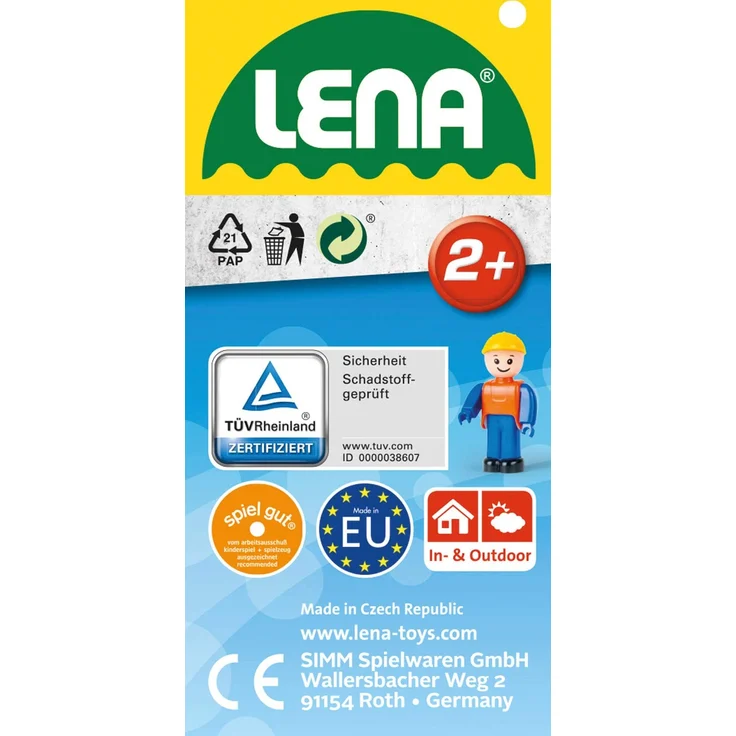Lena 4411 Truxx Bagger, Baustellenfahrzeug ca. 44 cm, robuster Schaufelbagger mit beweglichem Baggerarm und vollbeweglicher Spielfigur, Sandbagger für Kinder ab 2 Jahre, Spielfahrzeug in gelb – Bild 13