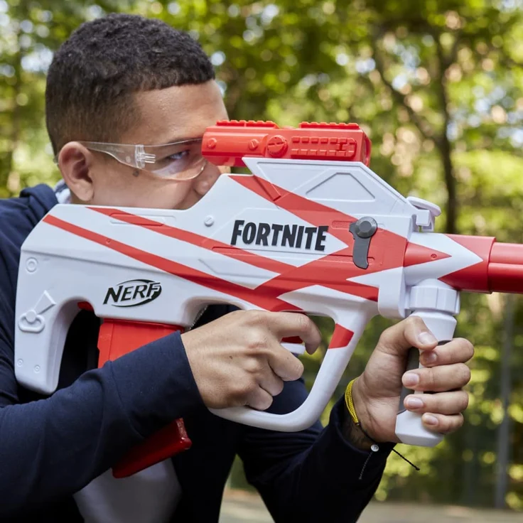 Nerf 'Fortnite B-AR' Blaster, ab 8 Jahren, motorisiert, mit Fernrohr, weiß/rot – Bild 6