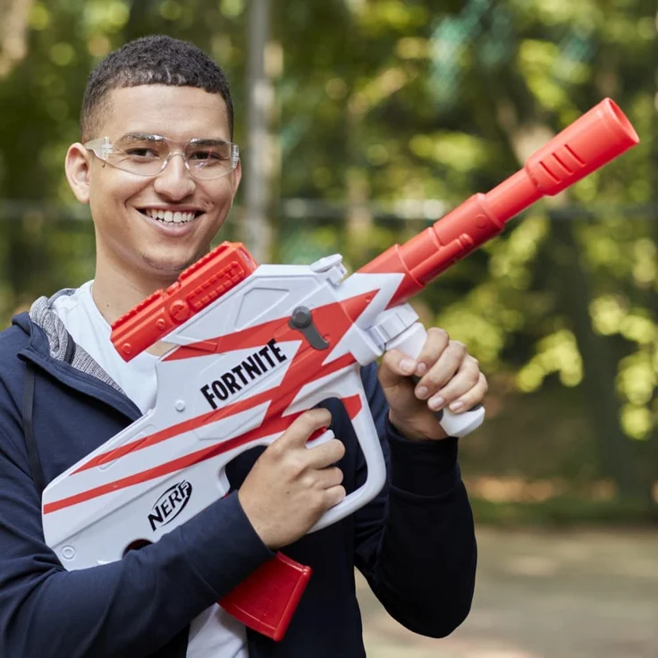 Nerf 'Fortnite B-AR' Blaster, ab 8 Jahren, motorisiert, mit Fernrohr, weiß/rot – Bild 7