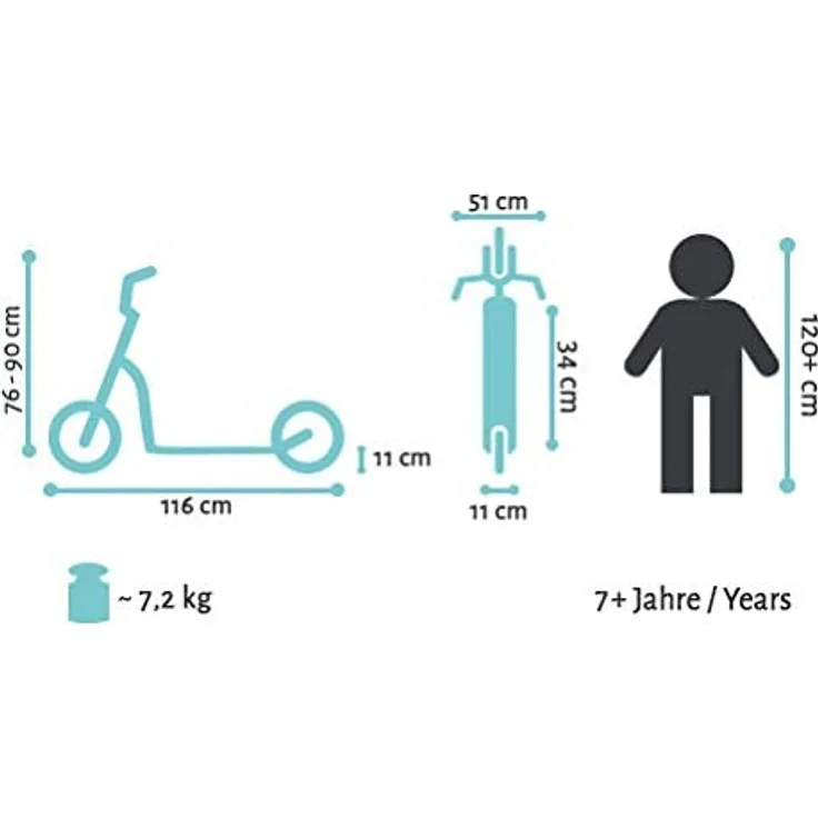 BIKESTAR 'Kinderroller 12 Zoll Sport Edition', ab 6 Jahren, 120 cm Körpergröße, höhenverstellbar bis 90 cm, schwarz (matt) – Bild 7