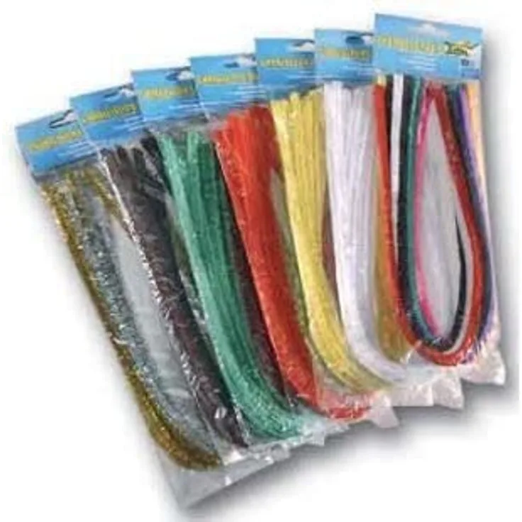 folia 77860 - Chenilledraht, Pfeifenputzer, 10 Stück in silber, Durchmesser 8 mm und 50 cm lang, ideal für Kinder zum Basteln und Gestalten von Tieren, Figuren und anderen Formen