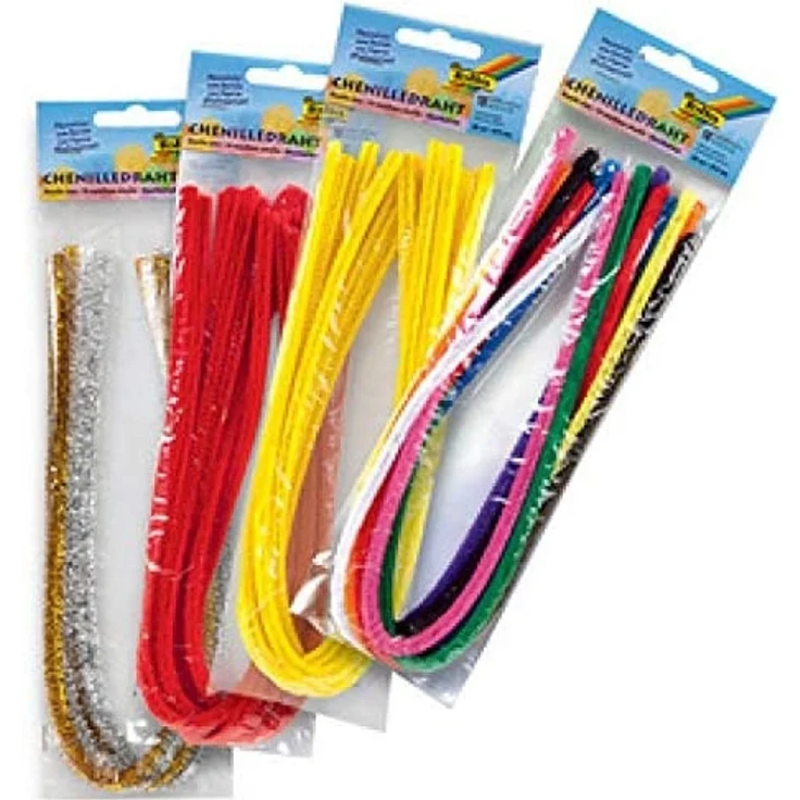 folia 77860 - Chenilledraht, Pfeifenputzer, 10 Stück in silber, Durchmesser 8 mm und 50 cm lang, ideal für Kinder zum Basteln und Gestalten von Tieren, Figuren und anderen Formen – Bild 4
