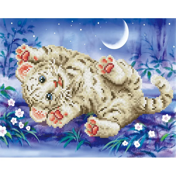 Pracht Creatives Hobby DD5-005 - Diamond Dotz Baby Tiger, funkelndes Diamantbild zum Selbstgestalten, ca. 35,5 x 27,9 cm groß, Malen mit Diamanten, neuer und kreativer Basteltrend