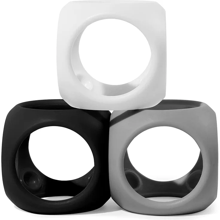 MOLUK 43421 Oibo, Greif-und Beißspielzeug, Spielball, Stapelspiel, Babyspielzeug ab 0+ Monaten, 3-teilig, Monochrome Colors, weiß, dunkelgrau, schwarz