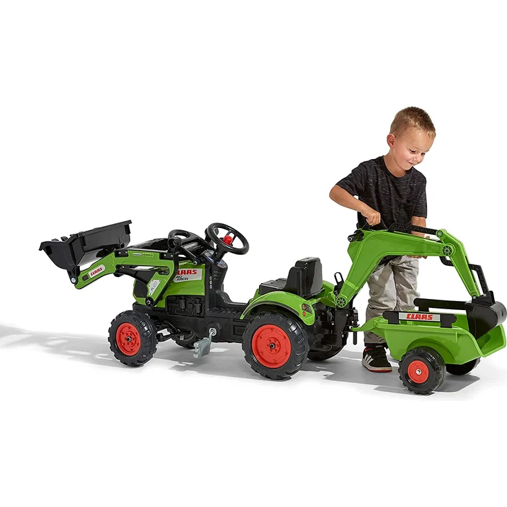 Falk – 2040N – Outdoor-Spielzeug – Baggerlader Claas Arion 410 + Anhänger + Baggerschaufel – Bild 4