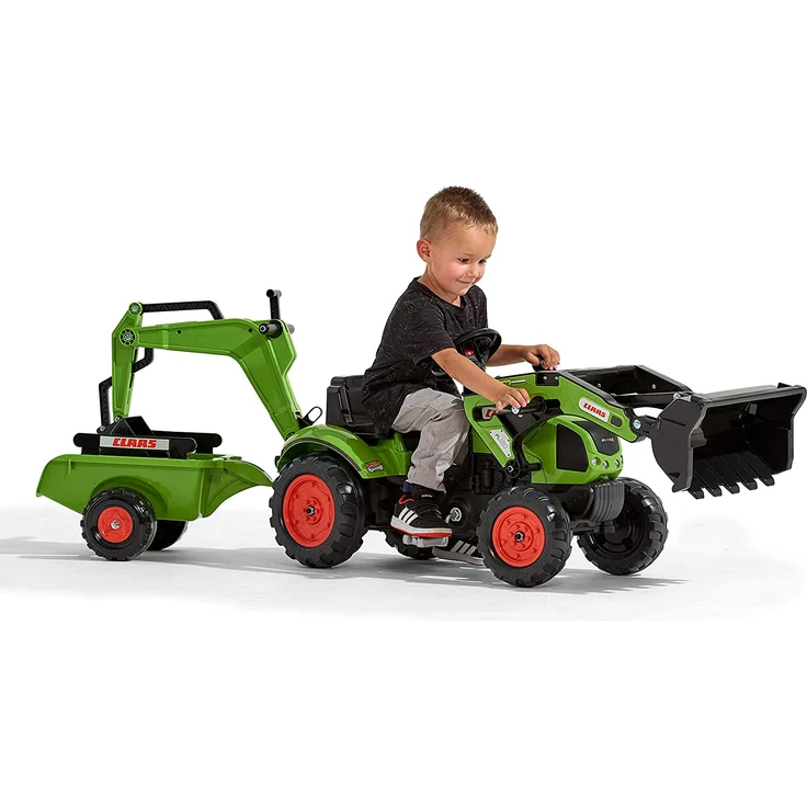 Falk – 2040N – Outdoor-Spielzeug – Baggerlader Claas Arion 410 + Anhänger + Baggerschaufel – Bild 3