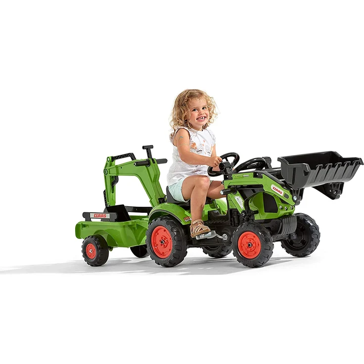 Falk – 2040N – Outdoor-Spielzeug – Baggerlader Claas Arion 410 + Anhänger + Baggerschaufel – Bild 5