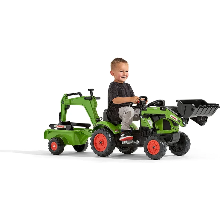 Falk – 2040N – Outdoor-Spielzeug – Baggerlader Claas Arion 410 + Anhänger + Baggerschaufel – Bild 2