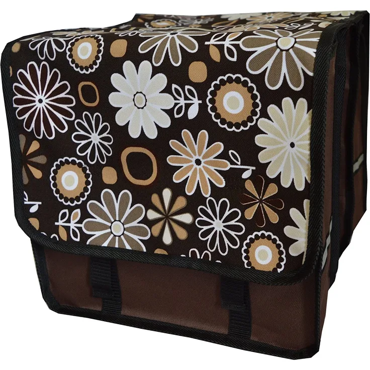 Beluko 'Duo' Fahrradtasche für Gepäckträger ab 26 Zoll Schwarz Braune Blumen