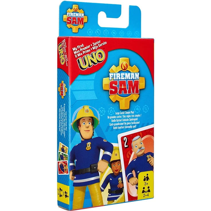 Mattel Games FMW18 UNO Junior Feuerwehrmann Sam Kartenspiel für Kinder, geeignet für 2 - 10 Spieler, Spieldauer ca. 15 Minuten, ab 3 Jahren – Bild 4