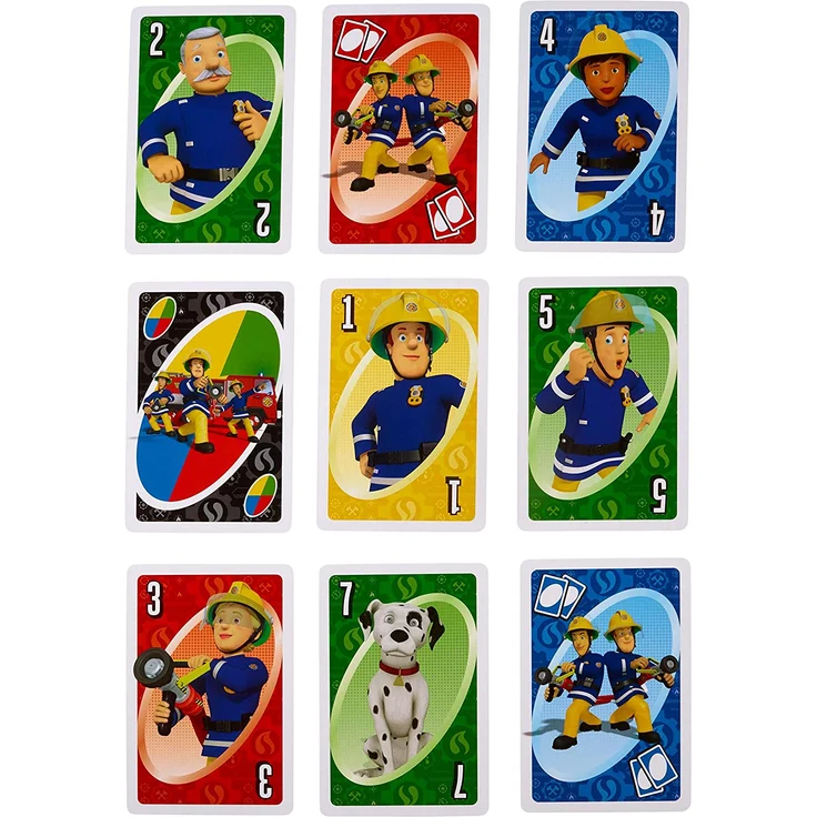 Mattel Games FMW18 UNO Junior Feuerwehrmann Sam Kartenspiel für Kinder, geeignet für 2 - 10 Spieler, Spieldauer ca. 15 Minuten, ab 3 Jahren – Bild 2