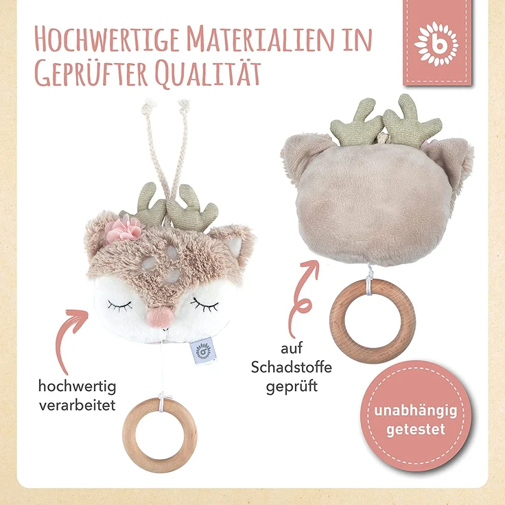 Bieco Musikspieluhr Reh | ca. 30 cm | Baby Spieluhr | Einschlafhilfe Babys | Baby Musik | Spieluhr Baby | Baby Schlaf | Kuscheltiere für Babys | Einschlafhilfe Kinder | Baby Spielzeug ab 0 Monate – Bild 5
