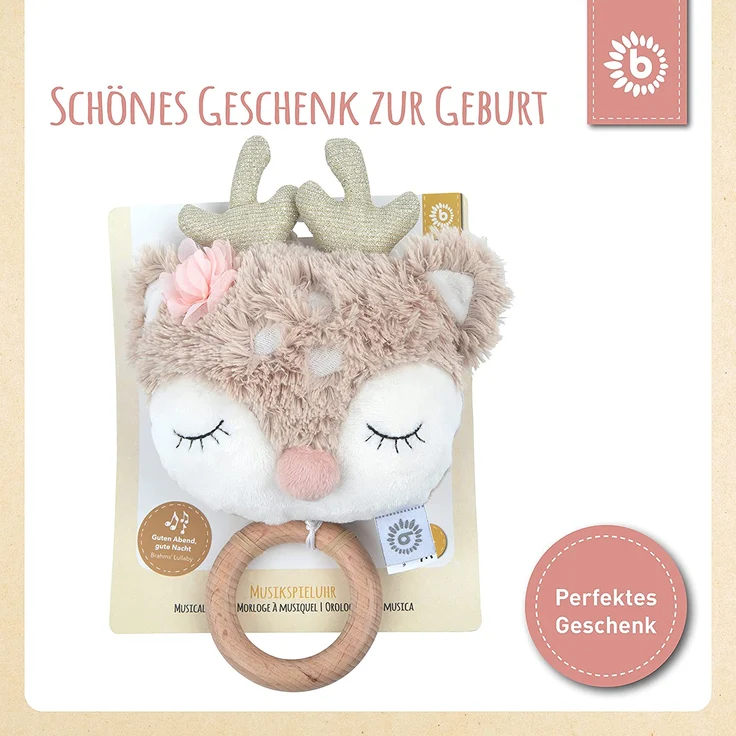 Bieco Musikspieluhr Reh | ca. 30 cm | Baby Spieluhr | Einschlafhilfe Babys | Baby Musik | Spieluhr Baby | Baby Schlaf | Kuscheltiere für Babys | Einschlafhilfe Kinder | Baby Spielzeug ab 0 Monate – Bild 6