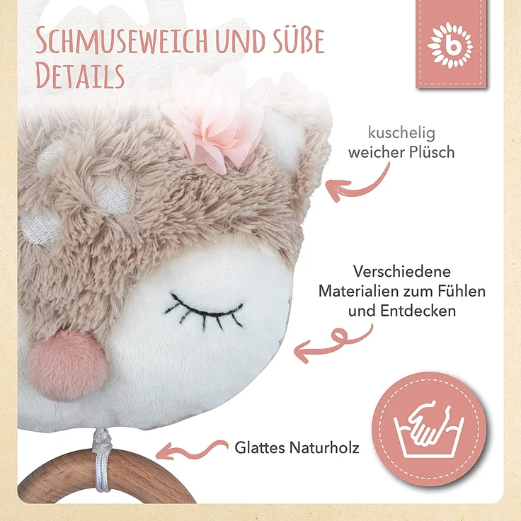 Bieco Musikspieluhr Reh | ca. 30 cm | Baby Spieluhr | Einschlafhilfe Babys | Baby Musik | Spieluhr Baby | Baby Schlaf | Kuscheltiere für Babys | Einschlafhilfe Kinder | Baby Spielzeug ab 0 Monate – Bild 4