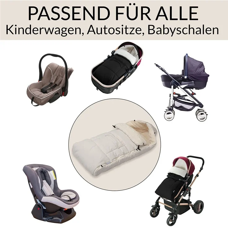 Monzana Babyfußsack Handwärmer Wetterfest Reflektoren-Streifen Reißverschluss abnehmbares Fußteil Waschbar Kinderwagen Winter Fußsack 90x60 cm – Bild 3