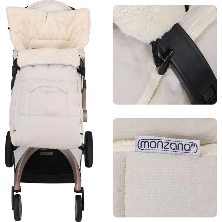 Monzana Babyfußsack Handwärmer Wetterfest Reflektoren-Streifen Reißverschluss abnehmbares Fußteil Waschbar Kinderwagen Winter Fußsack 90x60 cm – Bild 8