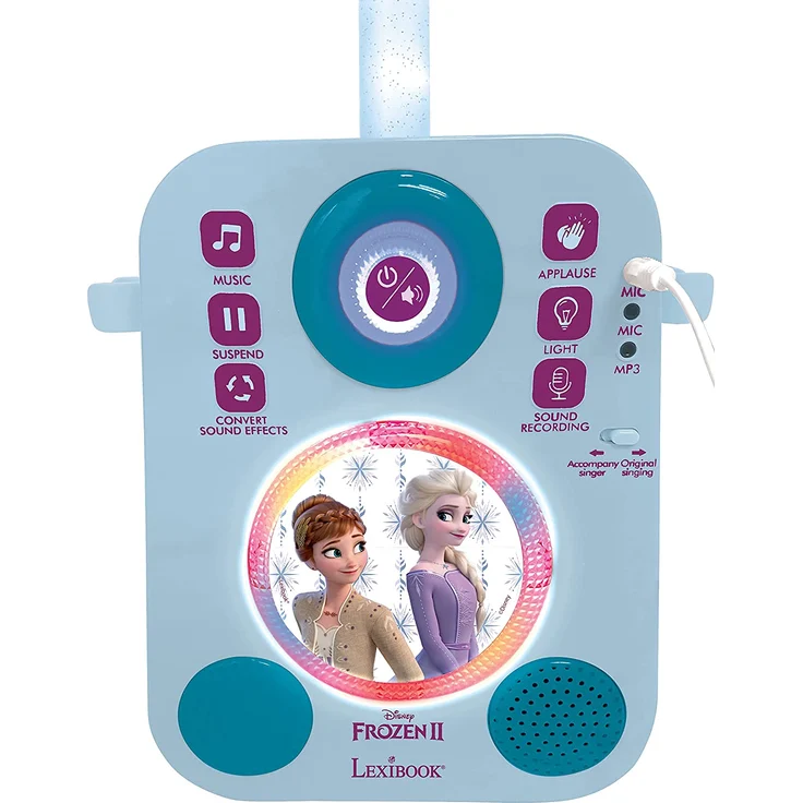 Lexibook K140FZ Disney Frozen Die Eiskönigin ELSA Beleuchteter Lautsprecher mit 2 Mikrofonen, Demo-Songs, MP3-Stecker, blau/violett – Bild 2