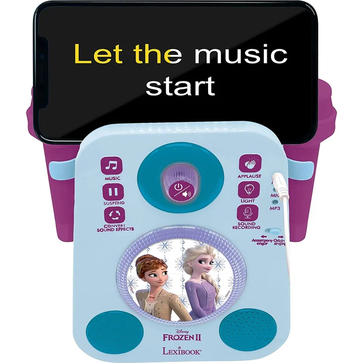 Lexibook K140FZ Disney Frozen Die Eiskönigin ELSA Beleuchteter Lautsprecher mit 2 Mikrofonen, Demo-Songs, MP3-Stecker, blau/violett – Bild 7