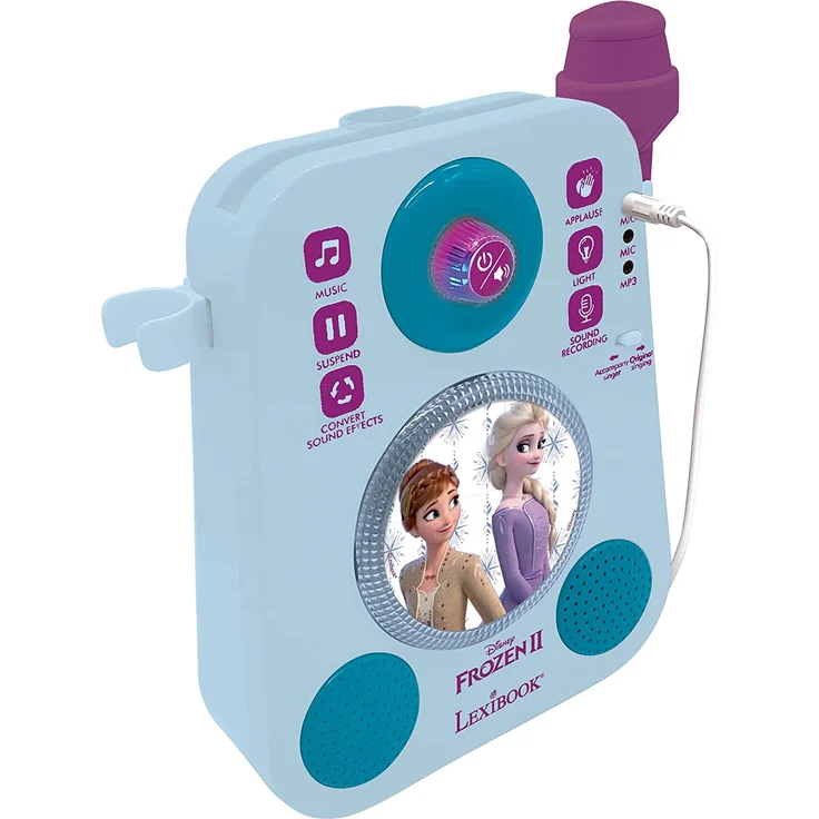 Lexibook K140FZ Disney Frozen Die Eiskönigin ELSA Beleuchteter Lautsprecher mit 2 Mikrofonen, Demo-Songs, MP3-Stecker, blau/violett – Bild 4