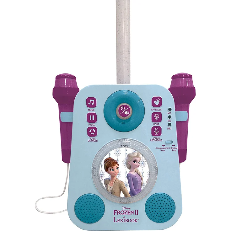 Lexibook K140FZ Disney Frozen Die Eiskönigin ELSA Beleuchteter Lautsprecher mit 2 Mikrofonen, Demo-Songs, MP3-Stecker, blau/violett – Bild 3