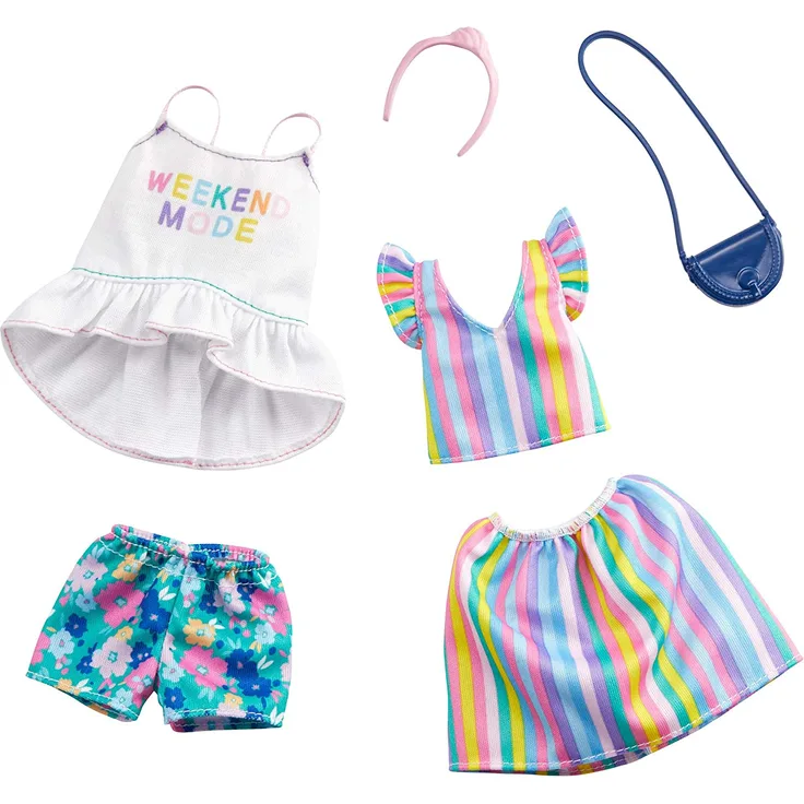 Barbie GHX59 - Fashions 2er-Pack Moden Rainbow and Floral, 2 Outfits und 2 Accesoires für die Barbie Puppe