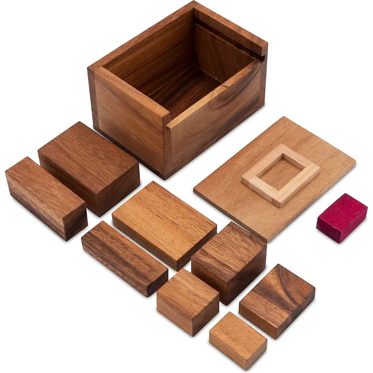 Der rote Stein - 3D Puzzle - Knobelspiel im Holzkasten – Bild 3