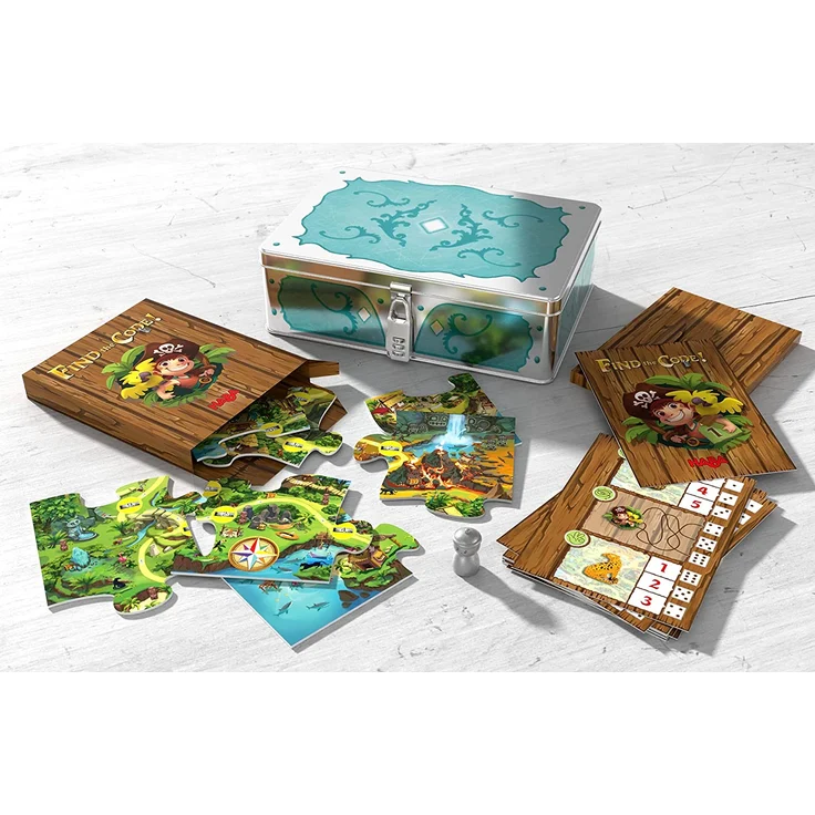 HABA 304839 - Find the code! Pirateninsel, Rätselspiel mit Schatzkarten-Puzzle und Schatzkiste zum Wiederbefüllen, Spiel ab 5 Jahren – Bild 2