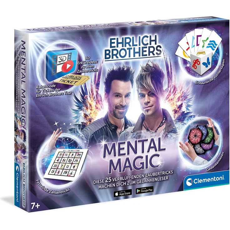 Clementoni 59182 Ehrlich Brothers Mental Magic, Zauberkasten für Kinder ab 7 Jahren, magische Anleitung für verblüffende Zaubertricks, inkl. 3D Erklärvideos – Bild 1
