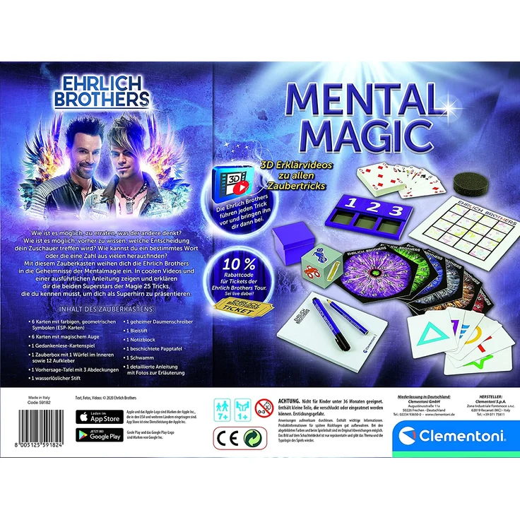 Clementoni 59182 Ehrlich Brothers Mental Magic, Zauberkasten für Kinder ab 7 Jahren, magische Anleitung für verblüffende Zaubertricks, inkl. 3D Erklärvideos – Bild 7