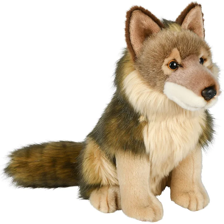Uni-Toys HW-79037 - Wolf sitzend - 25 cm (Höhe) - Waldtier - Plüschtier, Kuscheltier, Braun