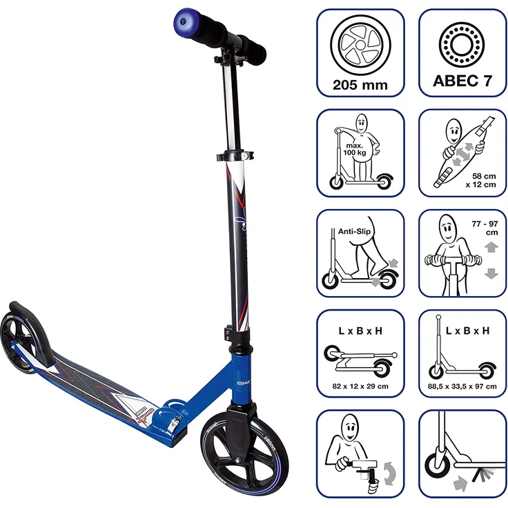 Scooter Muuwmi STB Aluminium 8" 462 schwarz/blau 205mm – Bild 2