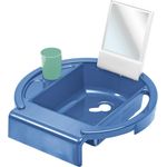 Rotho Babydesign Kinderwaschbecken Kiddy Wash, Zum Anbringen am Badewannenrand, 38,7 x 38,2 x 10 cm, Cool Blue (Blau),20034 0315 01