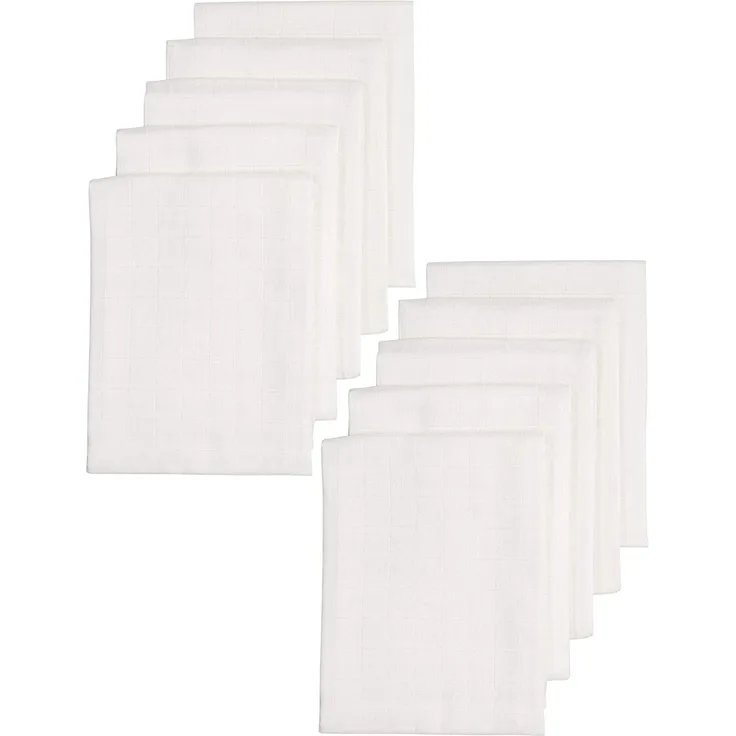 Meyco 452200 10 Stück Stoffwindeln Mullwindeln Musselinwindeln Spucktücher 70x70cm 100% Baumwolle Weiß
