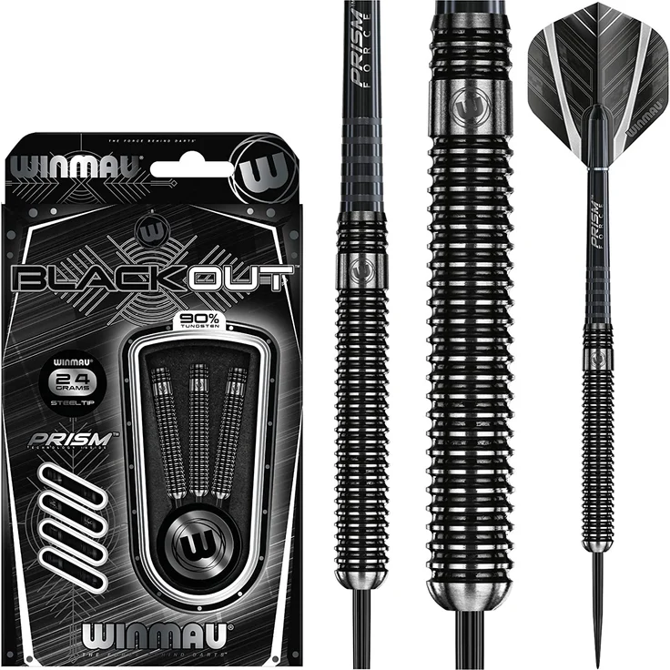 WINMAU Blackout 24g Profi Wolfram Steeltip Dartpfeile Set mit Flights und Schäfte – Bild 2