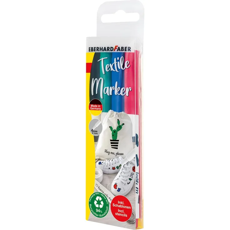 Eberhard Faber Textilstifte 4er Etui inkl. Schablonen