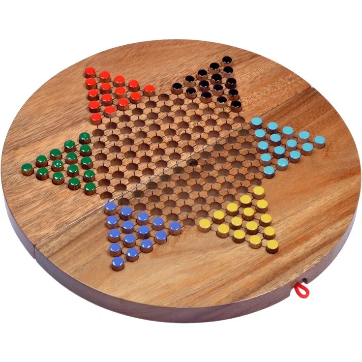 Halma Gr. XL für 2 bis 6 Spieler - Spielfeld 31 cm rund - 6 x 15 Spielstecker