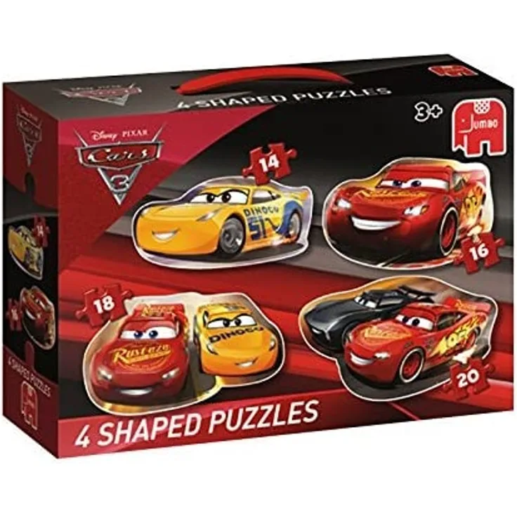 Jumbo Spiele 19617 - Disney Cars 3 - 4in1 Shaped Puzzle 14/16/18/20 Teil