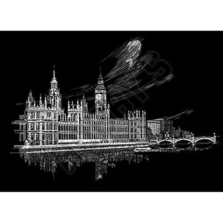 Royal & Langnickel FAM1 Kratzbild silber Big Ben und Parlament