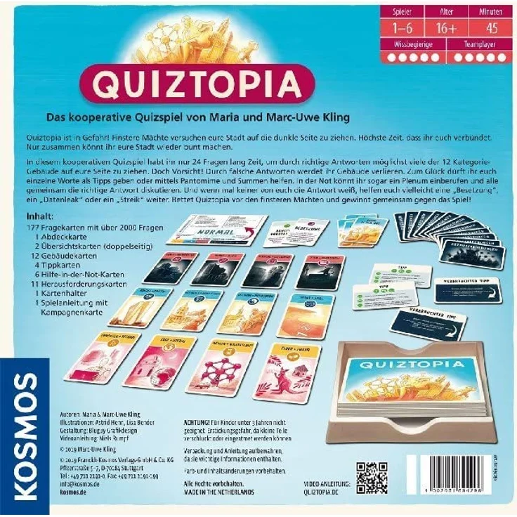 KOSMOS - Quiztopia - Gemeinsam gegen das Spiel, das kooperative Quiz von Marc-Uwe Kling. Wissensspiel ab 16 Jahren, Brettspiel – Bild 8