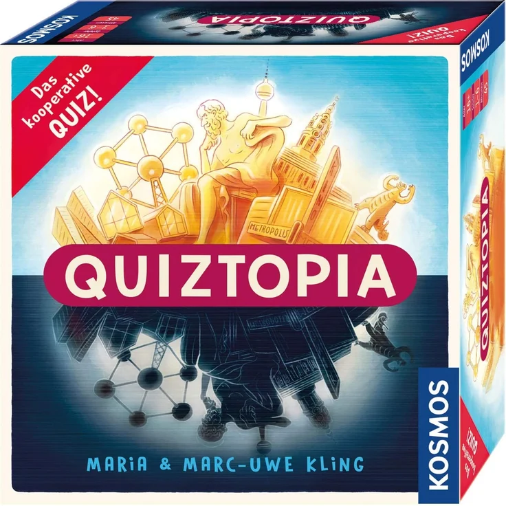 KOSMOS - Quiztopia - Gemeinsam gegen das Spiel, das kooperative Quiz von Marc-Uwe Kling. Wissensspiel ab 16 Jahren, Brettspiel – Bild 1