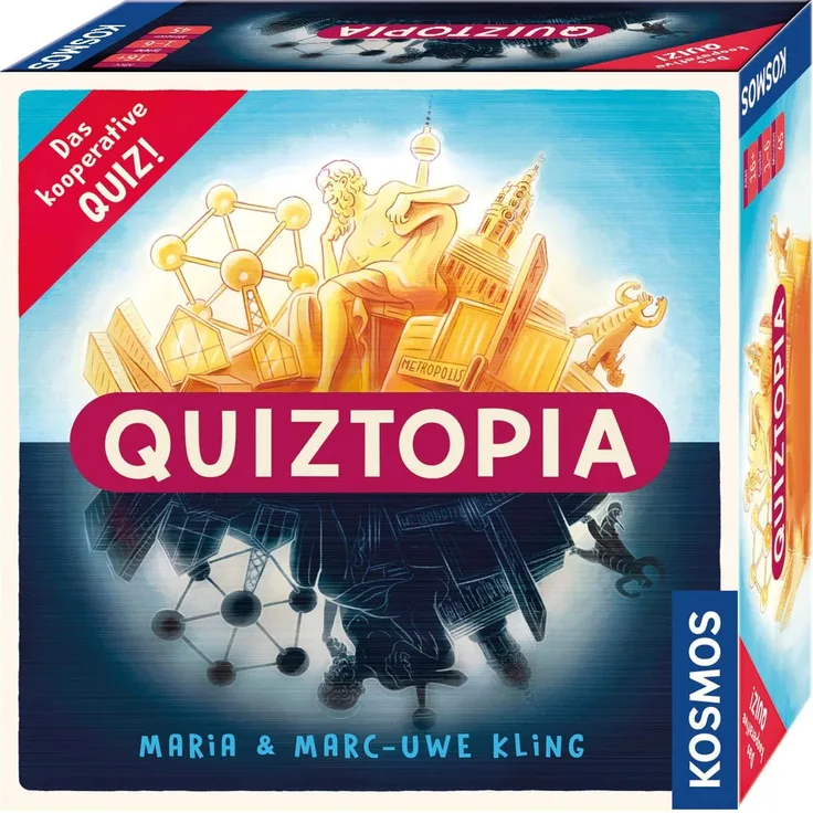 KOSMOS - Quiztopia - Gemeinsam gegen das Spiel, das kooperative Quiz von Marc-Uwe Kling. Wissensspiel ab 16 Jahren, Brettspiel