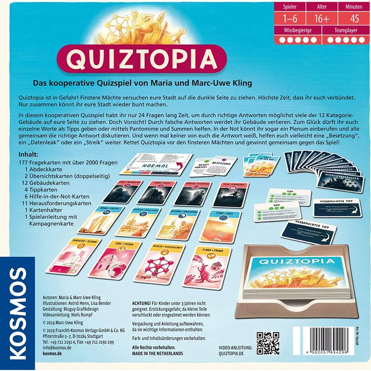 KOSMOS - Quiztopia - Gemeinsam gegen das Spiel, das kooperative Quiz von Marc-Uwe Kling. Wissensspiel ab 16 Jahren, Brettspiel – Bild 2
