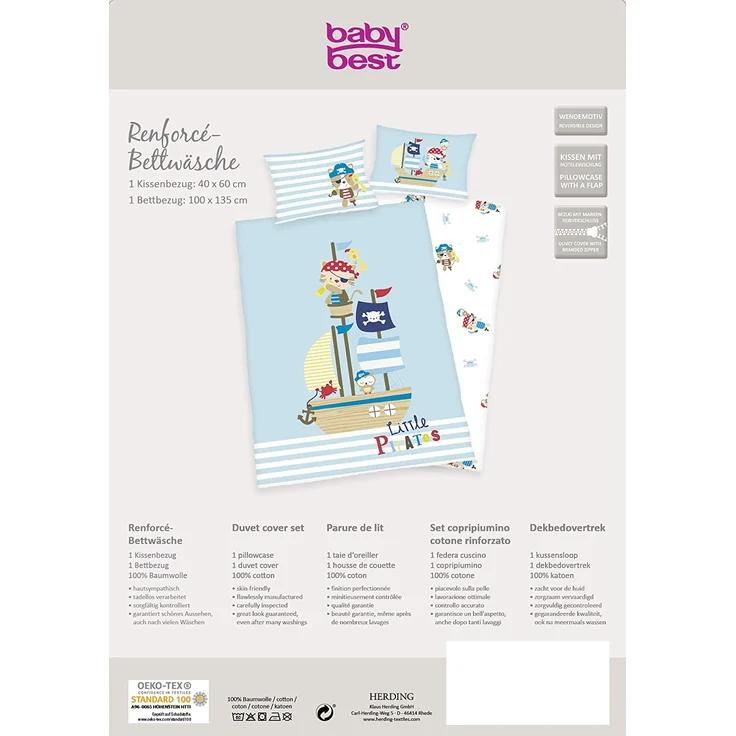 Herding Baby Bettwäsche Lara Little Pirat 100 x 135 und 40 x 60 cm – Bild 8