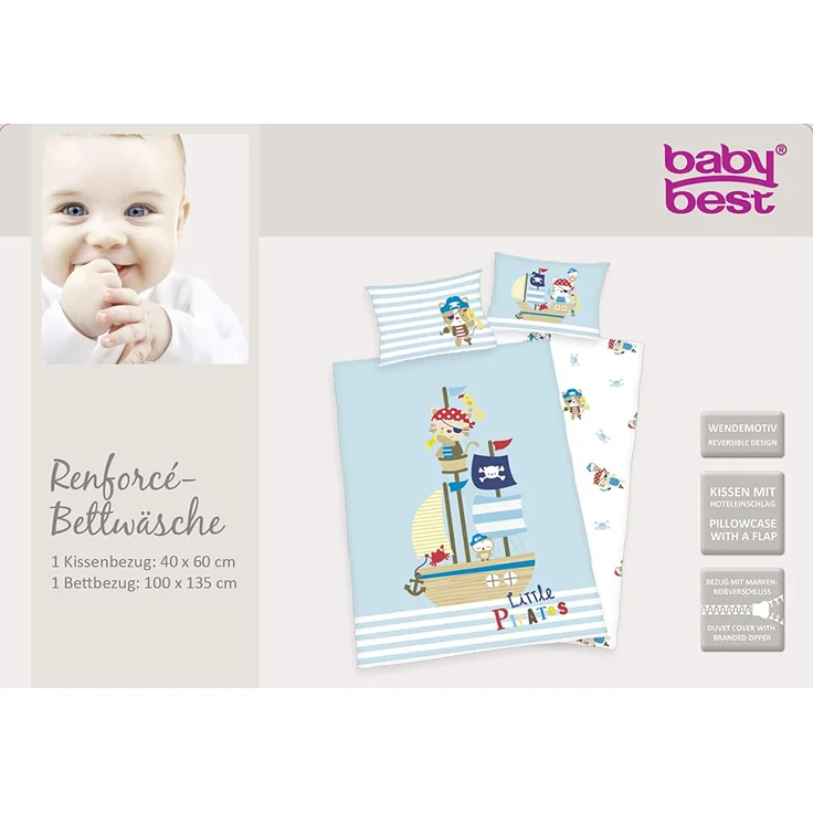 Herding Baby Bettwäsche Lara Little Pirat 100 x 135 und 40 x 60 cm – Bild 7