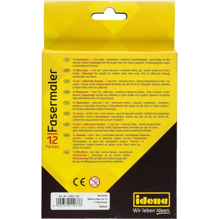 Idena 10037 - Fasermaler, 2 mm Spitze, 12 Farben, 12 Stück – Bild 2